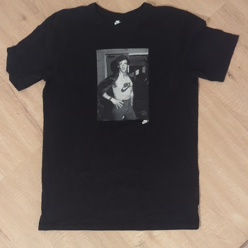 Nike Black Short Sleeve Tee with Graphic Sylvester Stallone Size M